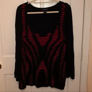 ASHLEY STEWART: Black & Red Sweater
